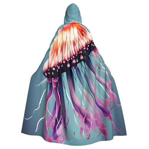 VPPUR Unisex-Umhang mit Quallen-Druck, mit Kapuze, für Halloween, Cosplay und Mittelalter-Festivals von VPPUR