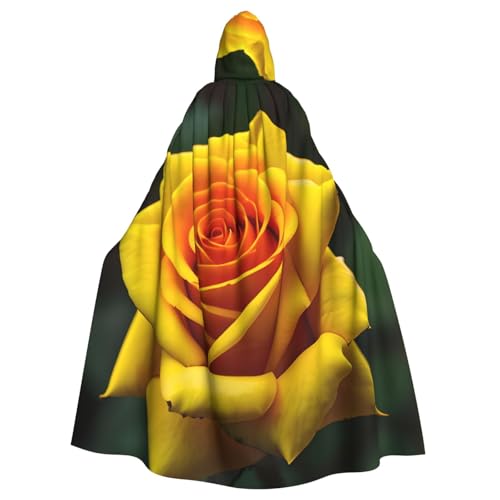 VPPUR Unisex-Umhang mit gelber Rose, mit Kapuze, für Halloween, Cosplay und Mittelalter-Festivals von VPPUR