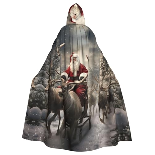 VPPUR Weihnachtsmann-Druck, volle Länge, mit Kapuze, Unisex, Umhang für Halloween, Cosplay und Mittelalter-Festivals von VPPUR