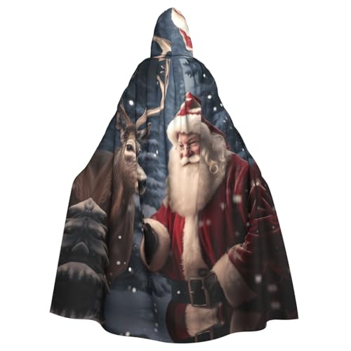VPPUR Weihnachtsmann-Druck, volle Länge, mit Kapuze, Unisex, Umhang für Halloween, Cosplay und Mittelalter-Festivals von VPPUR