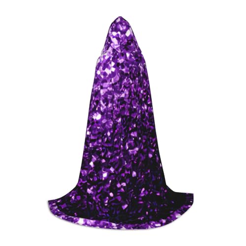 VPPUR Wunderschöner violetter Glitzer-Druck, Uni, Kapuzenumhang für Karneval, Mottoparty, Dekoration, Hexenkostüm, Cosplay VPPUR Wunderschöner violetter Glitzer-Druck, Uni, Kapuzenumhang für Karneval, Mottoparty, Dekoration, Hexenkostüm, Cosplay von VPPUR