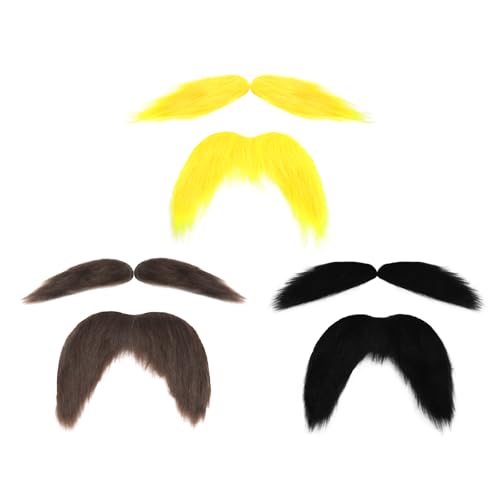 Fake Bart Augenbrauen Set, 3 Farben Schnurrbart Zum Ankleben für Falscher Schnurrbart Lustiges Kostümzubehör für Karneval Halloween Party und Cosplay Fotorequisiten und Rollenspiele von VQBKHO