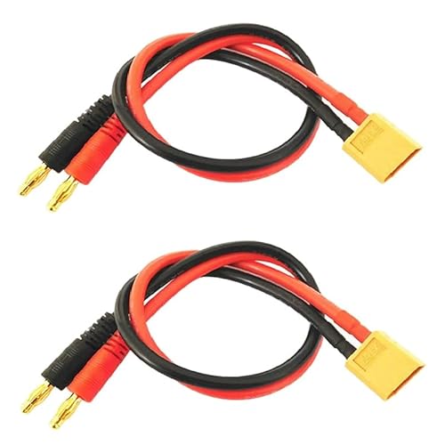 XT90 Steckerstecker auf 4mm Bananenstecker Adapter，XT90 Stecker Ladekabelanschluss mit 30cm 12AWG Kabel für RC Hubschrauber，für FPV RC Netzteil (2 Stück) von VRLEKAM
