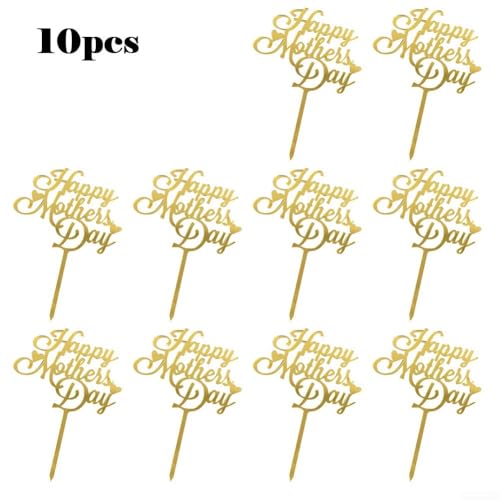 Muttertags-Kuchendekorationsset, Acryl, für festliche Desserts (Golden) von VRTYVEYBB
