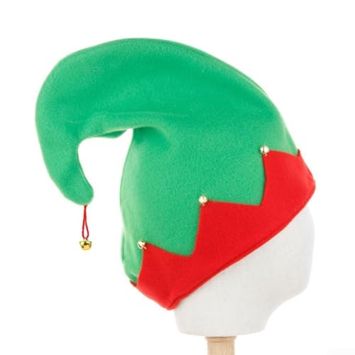 VRTYVEYBB Entzückende Weihnachtsparty-Hüte, rotes und grünes Samtdesign mit Glöckchen für Familienspaß (grünes Kind) von VRTYVEYBB