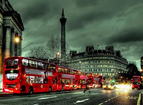 Das Puzzle 1000 Teile London Red Scenery Bus Poster Puzzle für Erwachsene und Familien, Lernspielzeug Qp238Ws 52x38CM von VRYOP