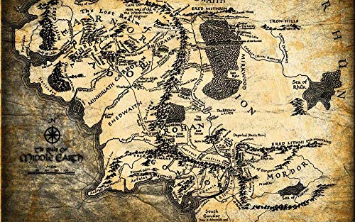 Puzzle für Erwachsene 1000 Teile „Der Herr der Ringe: Karte“ (Pergament) – Poster inklusive – Puzzle – Marvel – Farbe – Lernspielzeug 70 x 50 cm von VRYOP