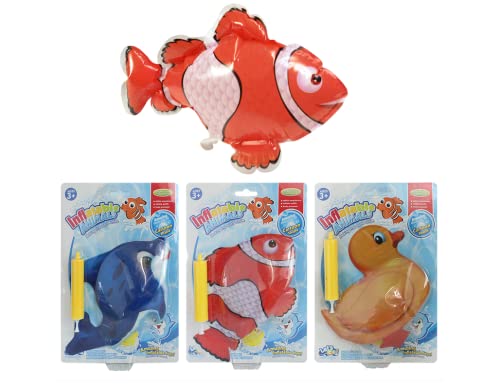 3er Set Badewannentiere Clownfisch, Delfin und Ente zum Aufziehen - Aufblasen mit Pumpe, 3-Fach Sortiert 3er Set Badewannentiere Clownfisch, Delfin und Ente zum Aufziehen - Aufblasen mit Pumpe, 3-Fach Sortiert von VRasehorn
