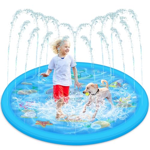 Hundepool, kleines Planschbecken für Kinder, Sommergarten, Strand, faltbar, Outdoor-Sprinkler-Spielmatte für Jungen, Mädchen, Kinder, Hunde-Planschbecken Wasserspielzeug (Blaues Meer (150 cm/59 Zoll)) Hundepool, kleines Planschbecken für Kinder, Sommergarten, Strand, faltbar, Outdoor-Sprinkler-Spielmatte für Jungen, Mädchen, Kinder, Hunde-Planschbecken Wasserspielzeug (Blaues Meer (150 cm/59 Zoll)) von VReder