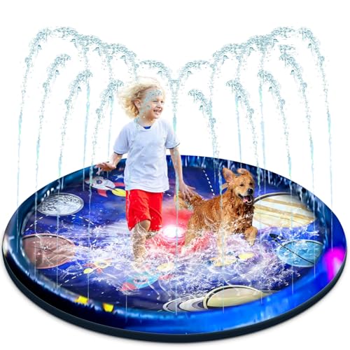 Hundepool, kleines Planschbecken für Kinder, Sommergarten, Strand, faltbar, Outdoor-Sprinkler-Spielmatte für Jungen, Mädchen, Kinder, Hunde-Planschbecken Wasserspielzeug (kosmisch leuchtend(150 cm/59 Hundepool, kleines Planschbecken für Kinder, Sommergarten, Strand, faltbar, Outdoor-Sprinkler-Spielmatte für Jungen, Mädchen, Kinder, Hunde-Planschbecken Wasserspielzeug (kosmisch leuchtend(150 cm/59 von VReder