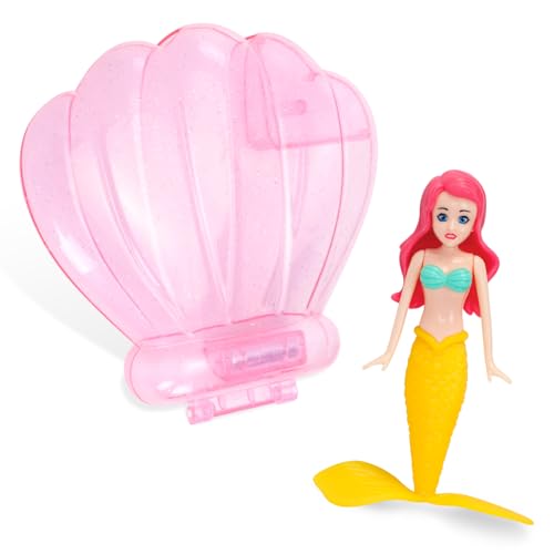 VReder Meerjungfrauen Pool Tauchen Spielzeug, Tauchen Meerjungfrauen Schwimmbad Zubehör Kinderspielzeug, Unterwasser-Pool Training kleine Meerjungfrau Sommer Party (Rosa transparente Schachtel Gelb) von VReder