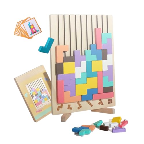 Tetris Spiel FüR Kinder, Gestapelte Puzzlespielzeug Mit StäNder, 10-Karten, HöLzernes Tetris Stapelpuzzlespiel, Geschenke FüR Jungen Und MäDchen Tetris Spiel FüR Kinder, Gestapelte Puzzlespielzeug Mit StäNder, 10-Karten, HöLzernes Tetris Stapelpuzzlespiel, Geschenke FüR Jungen Und MäDchen von VSFJZJKJ