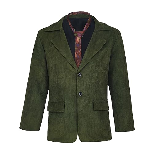 Game Disco Elysium Cosplay Harrier Du Bois Kostüm Grüner Mantel mit Krawatte Halloween Anzug für Herren, Grün , XXL von VSSZICP