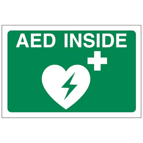 V Safety AED Inside - Fensteraufkleber 150 x 100 mm - Face Adhesive Window Sticker Safety Sign von VSafety