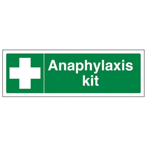 V Safety Anaphylaxis Kit – Querformat 300 x 100 mm – selbstklebendes Vinyl – Sicherheitsschild mit Aluminiumeffekt von VSafety
