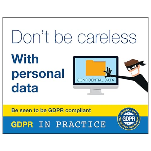 V Safety DSGVO Aufkleber – Don't Be Careless With Personal Data 100 x 80 mm – selbstklebendes Vinyl-Sicherheitsschild V Safety DSGVO Aufkleber – Don't Be Careless With Personal Data 100 x 80 mm – selbstklebendes Vinyl-Sicherheitsschild von VSafety