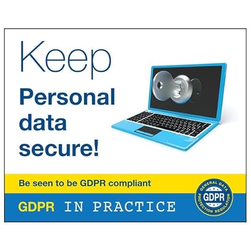 V Safety DSGVO-Sticker – Keep Personal Data Secure 100 x 80 mm – selbstklebendes Vinyl-Sicherheitsschild von VSafety