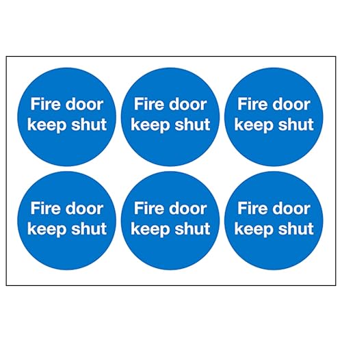 V Safety Fire Door Keep Shut Vinyl-Etiketten auf einem Bogen, 65 mm Durchmesser, selbstklebendes Vinyl, 6 Stück V Safety Fire Door Keep Shut Vinyl-Etiketten auf einem Bogen, 65 mm Durchmesser, selbstklebendes Vinyl, 6 Stück von VSafety