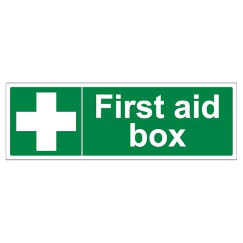 V Safety First Aid Box – Querformat 450 x 150 mm – selbstklebendes Vinyl – Sicherheitsschild mit Aluminiumeffekt V Safety First Aid Box – Querformat 450 x 150 mm – selbstklebendes Vinyl – Sicherheitsschild mit Aluminiumeffekt von VSafety