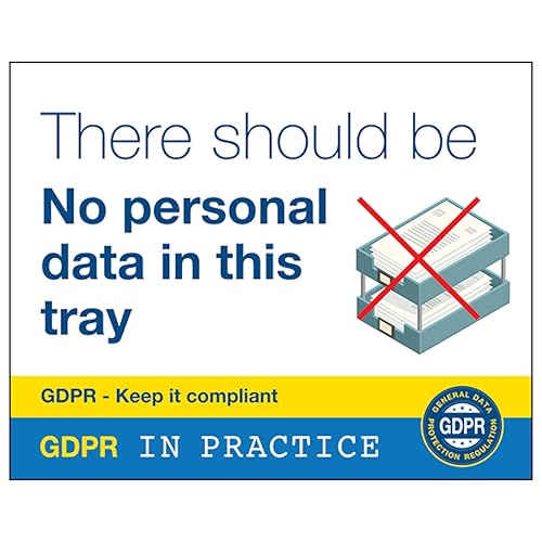 V Safety GDPR-Aufkleber, englische Aufschrift: No Personal Data In This Tray, 100 x 80 mm, selbstklebendes Vinyl-Sicherheitsschild V Safety GDPR-Aufkleber, englische Aufschrift: No Personal Data In This Tray, 100 x 80 mm, selbstklebendes Vinyl-Sicherheitsschild von VSafety