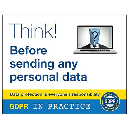 V Safety GDPR-Aufkleber – Think Before Sending Any Personal Data 100 x 80 mm – selbstklebendes Vinyl-Sicherheitsschild V Safety GDPR-Aufkleber – Think Before Sending Any Personal Data 100 x 80 mm – selbstklebendes Vinyl-Sicherheitsschild von VSafety