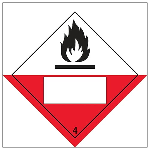 V Safety Spontaneously Combustible 4 UN Substance Numbering 100 x 100 mm, selbstklebendes Vinyl, Aluminiumeffekt, Sicherheitsschild V Safety Spontaneously Combustible 4 UN Substance Numbering 100 x 100 mm, selbstklebendes Vinyl, Aluminiumeffekt, Sicherheitsschild von VSafety