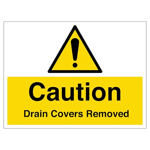 V Safety Warnschild "Caution Drain Covers Removed", großes Querformat, 400 x 300 mm, selbstklebendes Vinyl-Sicherheitsschild V Safety Warnschild "Caution Drain Covers Removed", großes Querformat, 400 x 300 mm, selbstklebendes Vinyl-Sicherheitsschild von VSafety