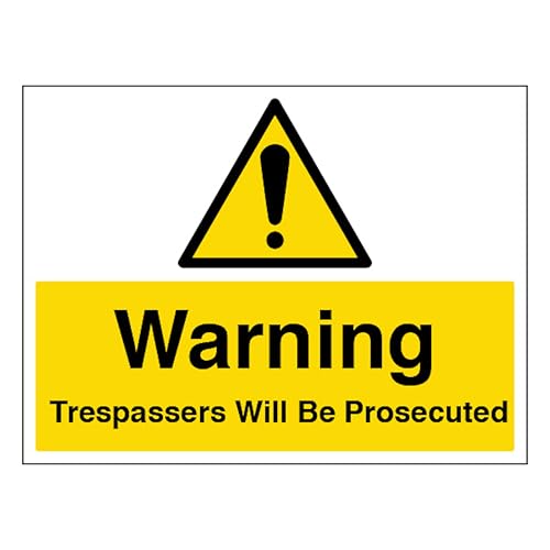 V Safety Warnschild "Trespassers Will Be Prosecuted", großes Querformat, 400 x 300 mm, selbstklebendes Vinyl-Sicherheitsschild V Safety Warnschild "Trespassers Will Be Prosecuted", großes Querformat, 400 x 300 mm, selbstklebendes Vinyl-Sicherheitsschild von VSafety