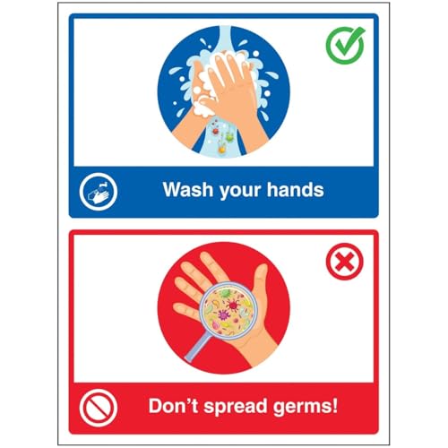 V Safety "Wash Your Hands/Don't Spread Germs!", 300 x 400 mm, selbstklebendes Vinyl-Sicherheitsschild V Safety "Wash Your Hands/Don't Spread Germs!", 300 x 400 mm, selbstklebendes Vinyl-Sicherheitsschild von VSafety