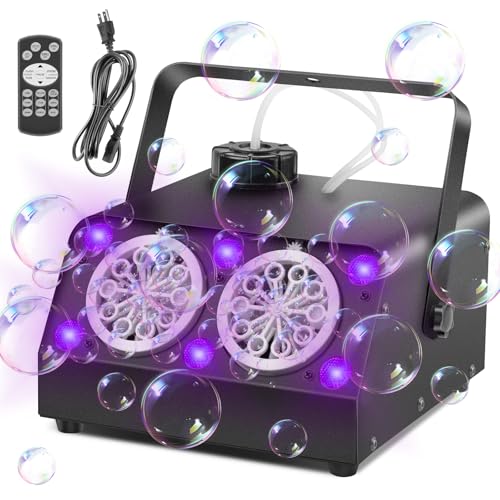 VStoy Seifenblasenmaschine mit Fernbedienung, 6 LED, 120.000 Blasen/Min, Metallgehäuse, inkl. Konzentrat (mit Wasser auf 1000 ml auffüllbar), für Party, Hochzeit, Geburtstag von VStoy