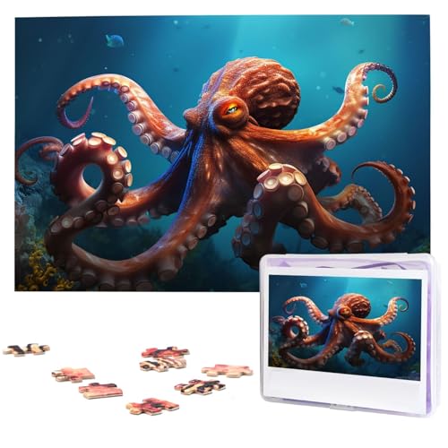 Ozean-Tier-Oktopus-Puzzle, 1000 Teile, personalisiertes Puzzle mit Aufbewahrungstasche, Foto-Puzzle für Fotos, anspruchsvolles Bilderpuzzle für Familie, Heimdekoration, Puzzle (74,9 x 50 cm) von VTCTOASY
