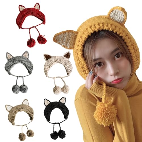 VTIDOBE Hut für Katze, Stirnband, gehäkelt, gestrickt, für draußen, großes Ohr für Katze, Hut, Ohrenklappen von VTIDOBE
