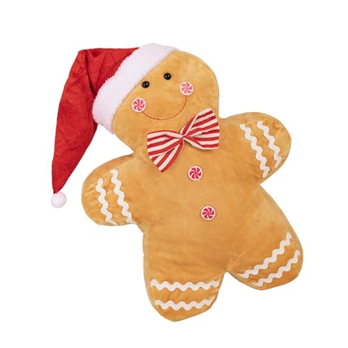 VTIDOBE Weiches Plüschtier mit Weihnachtsmotiven, Lebkuchenmann-Überwurfkissen für Bett, Sofa, Bürostuhl, Dekoration, Urlaub, Zuhause, Accessoire, Festival, Plüschtier von VTIDOBE