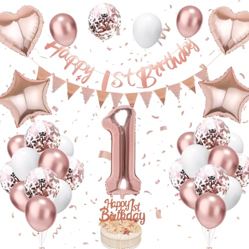 1. Geburtstag Deko Roségold, Luftballon Deko 1. Geburtstag Junge Mädchen, Geburtstagsdeko 1 Jahr, Roségold Weiß Luftballons 1 Geburtstag mit Banner Geburtstag Tortendeko für Geburtstag Dekoration 1. Geburtstag Deko Roségold, Luftballon Deko 1. Geburtstag Junge Mädchen, Geburtstagsdeko 1 Jahr, Roségold Weiß Luftballons 1 Geburtstag mit Banner Geburtstag Tortendeko für Geburtstag Dekoration von VUCDXOP