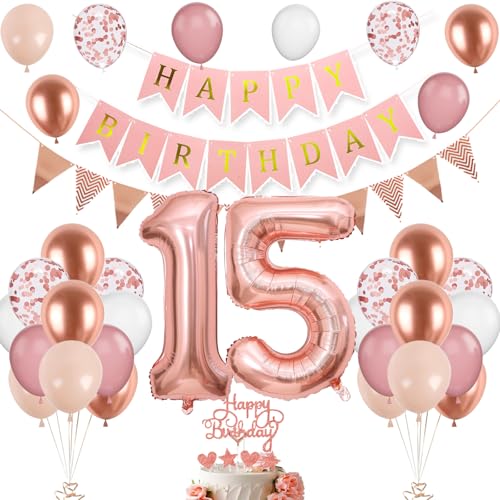 15. Geburtstag Deko Roségold, Luftballon 15. Geburtstag, Geburtstagsdeko 51 Jahr, Mädchen 51 jahre Geburtstag deko, Zahl 15 Luftballons Tortendeko Roségold Weiß Rosa Ballons für Geburtstag Party Deko 15. Geburtstag Deko Roségold, Luftballon 15. Geburtstag, Geburtstagsdeko 51 Jahr, Mädchen 51 jahre Geburtstag deko, Zahl 15 Luftballons Tortendeko Roségold Weiß Rosa Ballons für Geburtstag Party Deko von VUCDXOP