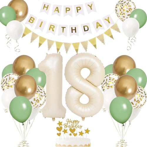 18. Geburtstag Deko Beige, Luftballon 18. Creme , Weiß Creme Folienballon 18 , Mädchen 18 jahre Luftballon deko Sandweiß , Zahl 18 Helium Luftballons Salbeigrün Weiß Ballons für Geburtstag Party Deko 18. Geburtstag Deko Beige, Luftballon 18. Creme , Weiß Creme Folienballon 18 , Mädchen 18 jahre Luftballon deko Sandweiß , Zahl 18 Helium Luftballons Salbeigrün Weiß Ballons für Geburtstag Party Deko von VUCDXOP