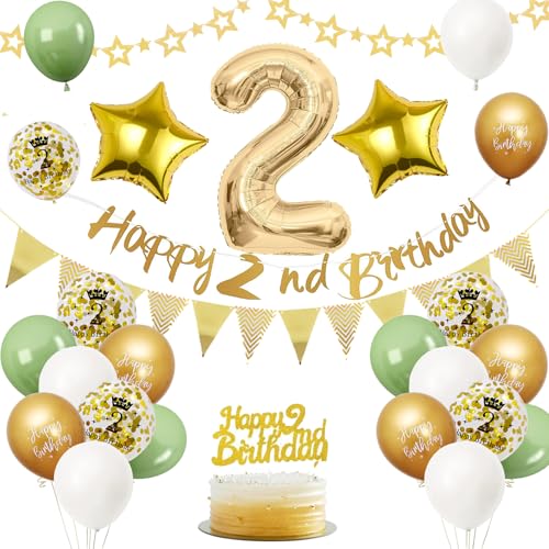 2. Geburtstag Deko Salbeigrüne, Luftballon Deko 2. Geburtstag Frau Mann, Geburtstagsdeko 2 Jahr, Gold Folienballon 2, Grün Weiß Gold Luftballons 2 Jahr mit Banner Tortendeko für Party Dekoration 2. Geburtstag Deko Salbeigrüne, Luftballon Deko 2. Geburtstag Frau Mann, Geburtstagsdeko 2 Jahr, Gold Folienballon 2, Grün Weiß Gold Luftballons 2 Jahr mit Banner Tortendeko für Party Dekoration von VUCDXOP