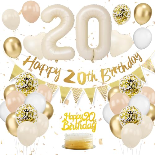 20. Geburtstag Deko Beige, Luftballon Deko 20. Geburtstag Damen Frauen, Geburtstagsdeko 20 Jahr, Beige Weiß Gold Luftballons 20 Geburtstag mit Banner Geburtstag Tortendeko für Geburtstag Dekoration 20. Geburtstag Deko Beige, Luftballon Deko 20. Geburtstag Damen Frauen, Geburtstagsdeko 20 Jahr, Beige Weiß Gold Luftballons 20 Geburtstag mit Banner Geburtstag Tortendeko für Geburtstag Dekoration von VUCDXOP
