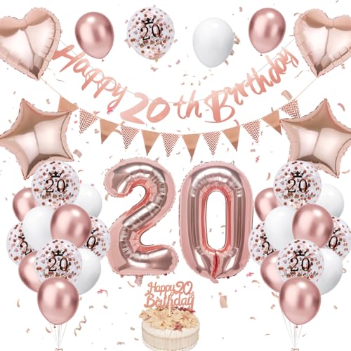 20. Geburtstag Deko Roségold, Luftballon Deko 20. Geburtstag Damen Frauen, Geburtstagsdeko 20 Jahr, Roségold Weiß Luftballons 20 Geburtstag mit Banner Geburtstag Tortendeko für Geburtstag Dekoration 20. Geburtstag Deko Roségold, Luftballon Deko 20. Geburtstag Damen Frauen, Geburtstagsdeko 20 Jahr, Roségold Weiß Luftballons 20 Geburtstag mit Banner Geburtstag Tortendeko für Geburtstag Dekoration von VUCDXOP