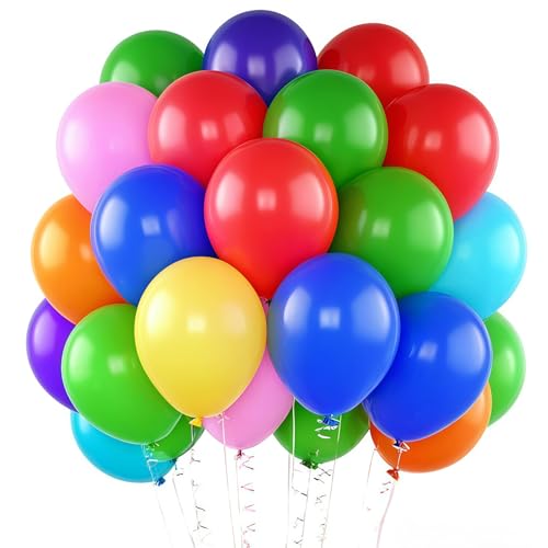 25,4 cm 60 Packungen Regenbogen-Partyballons, sortierte mehrfarbige Latexballons mit 2 Rollen Band für Kindergeburtstag, Party, Hochzeit, Babyparty 25,4 cm 60 Packungen Regenbogen-Partyballons, sortierte mehrfarbige Latexballons mit 2 Rollen Band für Kindergeburtstag, Party, Hochzeit, Babyparty von VUCDXOP