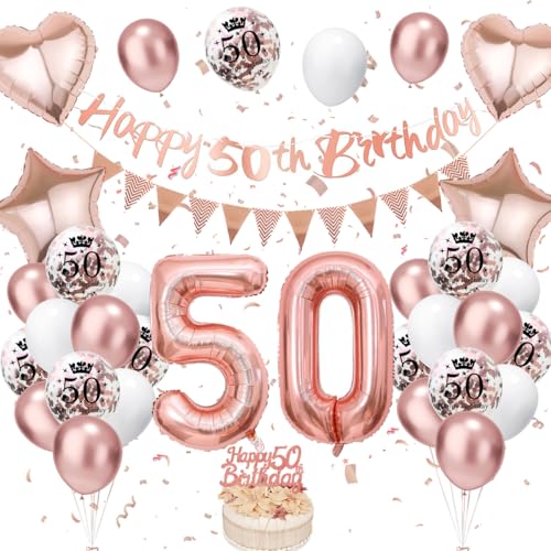 50. Geburtstag Deko Roségold, Luftballon Deko 50. Geburtstag Damen Frauen, Geburtstagsdeko 50 Jahr, Roségold Weiß Luftballons 50 Geburtstag mit Banner Geburtstag Tortendeko für Geburtstag Dekoration 50. Geburtstag Deko Roségold, Luftballon Deko 50. Geburtstag Damen Frauen, Geburtstagsdeko 50 Jahr, Roségold Weiß Luftballons 50 Geburtstag mit Banner Geburtstag Tortendeko für Geburtstag Dekoration von VUCDXOP