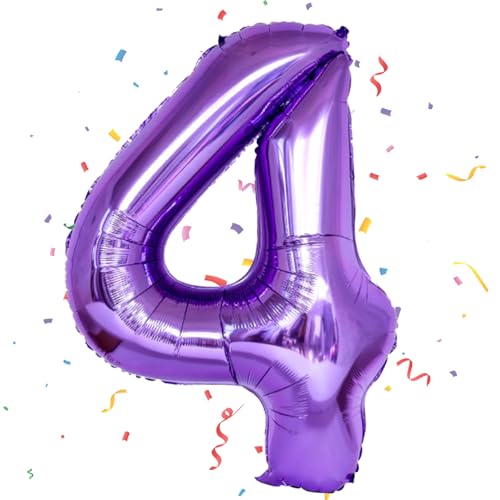 Geburtstag Folienballon Zahl 4, 101 cm Lila Luftballons 4, Lila Folienballon 4, Helium Ballon Zahl 4, Geburtstag Luftballon 4 für 4 Jahre Deko Hochzeit Jubiläum Fest Party Dekoration Geburtstag Folienballon Zahl 4, 101 cm Lila Luftballons 4, Lila Folienballon 4, Helium Ballon Zahl 4, Geburtstag Luftballon 4 für 4 Jahre Deko Hochzeit Jubiläum Fest Party Dekoration von VUCDXOP