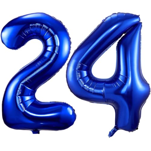 Ballon mit Zahl 24, marineblaue Zahlenballons 24, 101,6 cm große, selbstaufblasende Folienballons, Zahl 24, marineblauer Ballon zum 24. Geburtstag, Geburtstag, Jahrestag, Party-Dekorationen Ballon mit Zahl 24, marineblaue Zahlenballons 24, 101,6 cm große, selbstaufblasende Folienballons, Zahl 24, marineblauer Ballon zum 24. Geburtstag, Geburtstag, Jahrestag, Party-Dekorationen von VUCDXOP