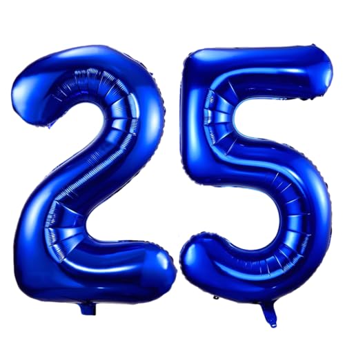 Ballon mit Zahl 25, marineblaue Zahlenballons 25, 101,6 cm große, selbstaufblasende Folienballons, Zahl 25, marineblauer Ballon zum 25. Geburtstag, Jahrestag, Party-Dekorationen Ballon mit Zahl 25, marineblaue Zahlenballons 25, 101,6 cm große, selbstaufblasende Folienballons, Zahl 25, marineblauer Ballon zum 25. Geburtstag, Jahrestag, Party-Dekorationen von VUCDXOP