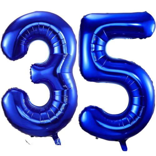 Ballon mit Zahl 35, marineblau, 101,6 cm, selbstaufblasende Folienballons, Zahl 35, marineblauer Ballon zum 35. Geburtstag, Geburtstag, Jahrestag, Party-Dekorationen Ballon mit Zahl 35, marineblau, 101,6 cm, selbstaufblasende Folienballons, Zahl 35, marineblauer Ballon zum 35. Geburtstag, Geburtstag, Jahrestag, Party-Dekorationen von VUCDXOP