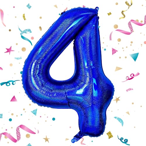 Geburtstag Folienballon Zahl 4, 101 cm Marineblau Luftballons, Helium Ballon für Mädchen Geburtstag Luftballon Deko Hochzeit Jubiläum Fest Party Dekoration - Fliegt mit Helium Geburtstag Folienballon Zahl 4, 101 cm Marineblau Luftballons, Helium Ballon für Mädchen Geburtstag Luftballon Deko Hochzeit Jubiläum Fest Party Dekoration - Fliegt mit Helium von VUCDXOP