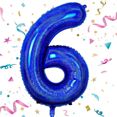 Geburtstag Folienballon Zahl 6, 101 cm Marineblau Luftballons, Helium Ballon für Mädchen Geburtstag Luftballon Deko Hochzeit Jubiläum Fest Party Dekoration - Fliegt mit Helium Geburtstag Folienballon Zahl 6, 101 cm Marineblau Luftballons, Helium Ballon für Mädchen Geburtstag Luftballon Deko Hochzeit Jubiläum Fest Party Dekoration - Fliegt mit Helium von VUCDXOP