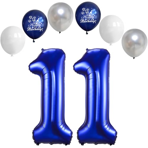 Dunkelblau Luftballon 11, Folienballon Zahl 11 Dunkelblau, 40 Zoll Helium Ballon 11, Geburtstagsdeko Folienballon Zahlen 1 & 1, Luftballon 11.Geburtstag für 11th Mädchen Junge Geburtstag Party Deko von VUCDXOP