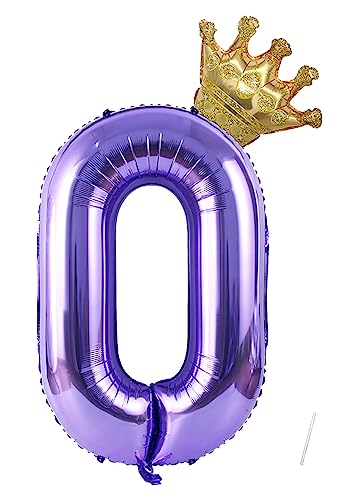 Geburtstag Folienballon Zahl 0 Mit Krone, 101 cm Violett Luftballons, Helium Ballon, Mädchen Geburtstag Luftballon Deko Hochzeit Jubiläum Fest Party Dekoration - Fliegt Mit Helium von VUCDXOP