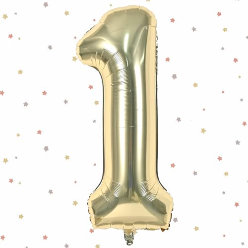 Geburtstag Folienballon Zahl 1, 101 cm Champagner Gold Luftballons Zahl 1, Helium Ballon Zahl 1, Mädchen Geburtstag Luftballon Deko Hochzeit Jubiläum Fest Party Dekoration - Fliegt mit Helium von VUCDXOP